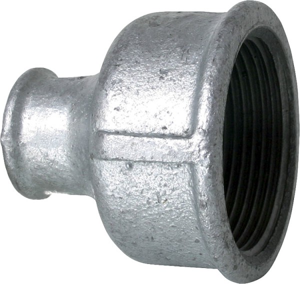 Tempergussfitting verzinkt Nr.240 Reduziermuffe d = 1 1/2" x 1/2" Red-Muffe Reduzier Muffe
