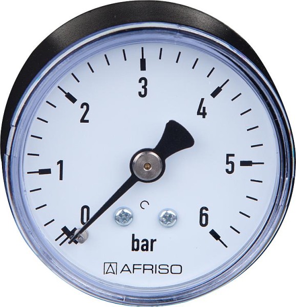 Rohrfeder Manometer 50 axial 0-6 bar, Anschluß1/4" axial (hinten) 63127