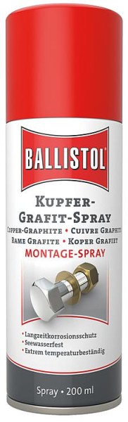 Kupfer Grafit Spray BALLISTOL Montage-Spray, 200ml Sprühdose
