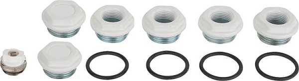 Anschluss Stopfen Set Tribeca für Röhrenradiator G 1" x 1/2" RAL9010