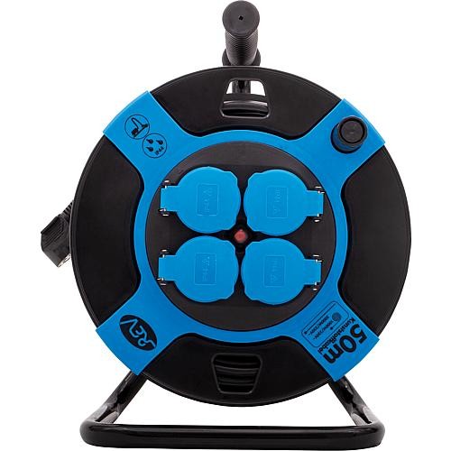 Kabeltrommel Kunststoff 50m H05VV-F3G, schwarz-blau IP44