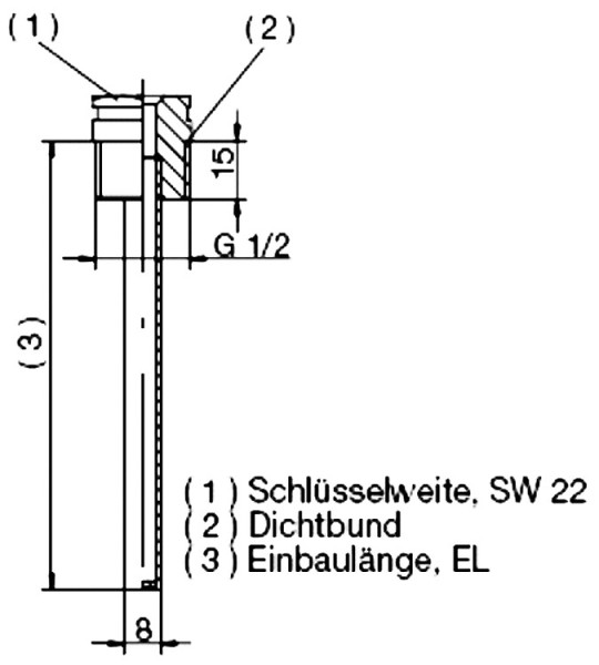 Schutzrohr für 1 Fühler EL: 200 mm Edelstahl