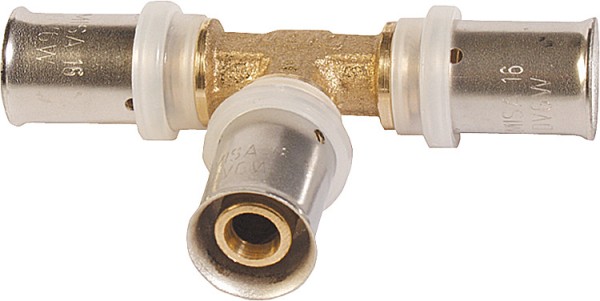 Pressfitting für MSVR TH-Kontur T-Stück mit Mittelabgang red. 26x3 - 16x2 - 26x3mm
