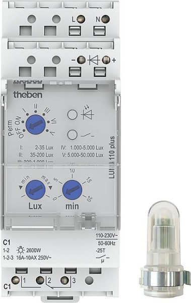Dämmerungsschalter theben LUNA 110 EL, 220-240V, Analog Einbau-Lichtsensor