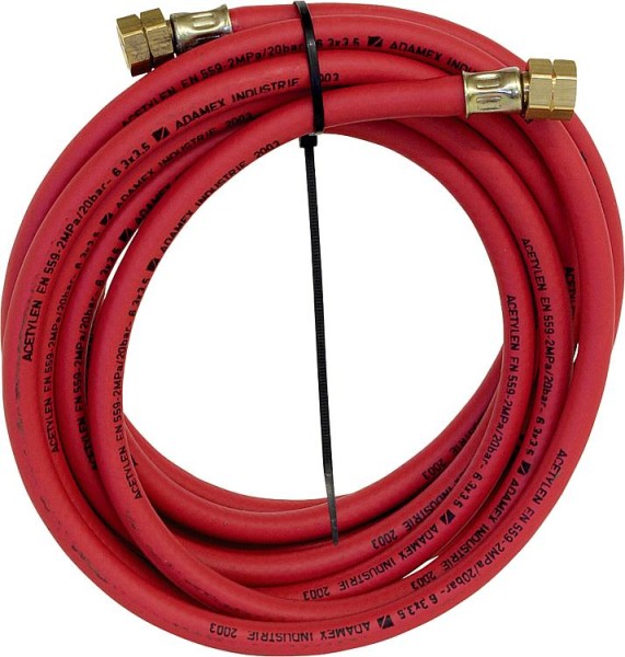 Acetylen-Schlauch, 5,0 m Länge, Anschluss R 3/8l x R 3/8 L 6,0 x 3,5 mm
