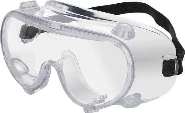 Schutzbrille, transparent, belüftet | PVC für leichte mechanische Stöße (F), VE: 10x1 Stück