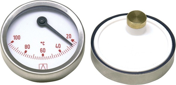Bimetall Thermometer D= 63mm exzentrisch, 20-100° C, rot
