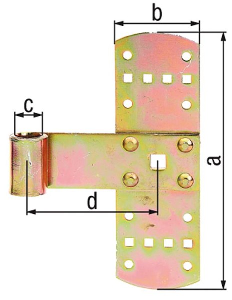 Kreuzband 160x50mm, Ø 13 mm, gelb verzinkt